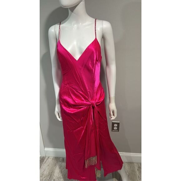 Cinq a Sept Kalena Pink Silk Midi Dress Size 6 - Picture 6 of 12